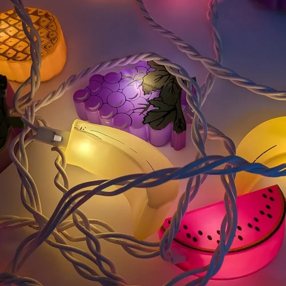 Vintage 90s/Y2K Colorful Plastic Fruit Indoor String Lights *Read